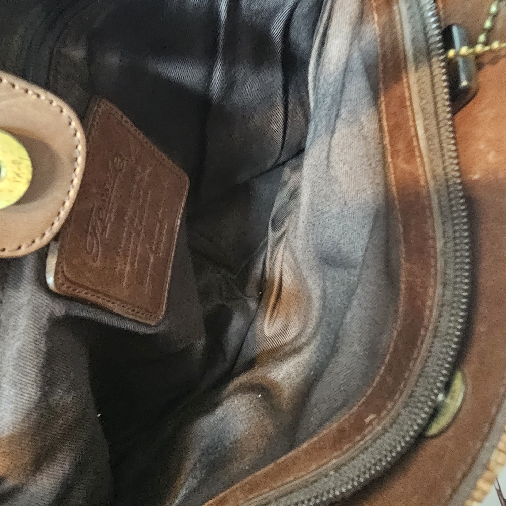 Fossil Brown Woven Shoulder Bag with Leopard Print Key Tag - Picture 14 of 16